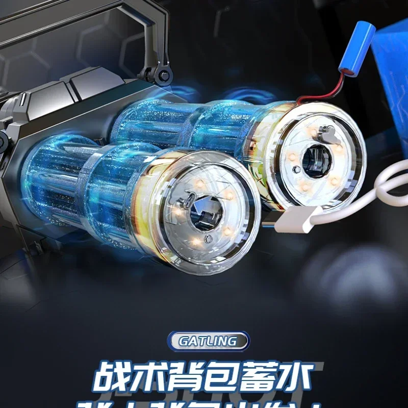 Водяная пушка Auto Gatling, вращающийся распылитель с двойной трубкой, водяной пистолет высокого давления большой емкости, игрушка для взрослых, летние забавные игры на открытом воздухе