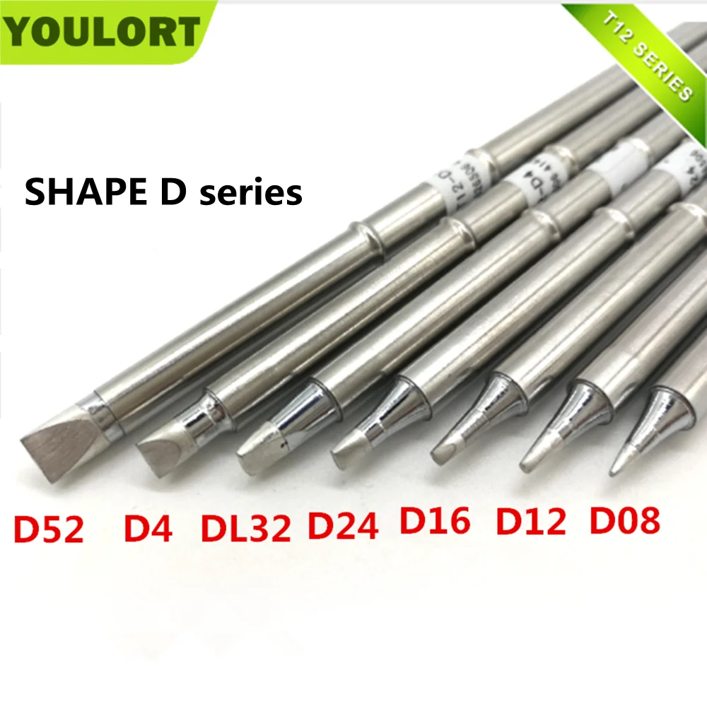 

SHAPE D series T12-D52 D4 T12-DL32 D24 D16 T12-D12 D08 T12 Series Iron Tip For FX951 STC AND STM32 OLED Soldering