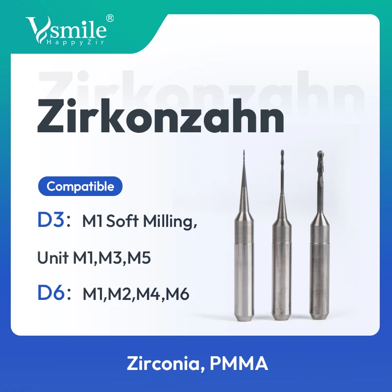 

Dental Lab Zirkonzahn Milling Cutter Compatible unit M1,M3,M5, M1Soft Milling DC diamond Zirconia Milling Bur PMMA Milling Tools