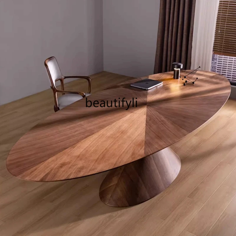 Dining table Italian designer balance all solid wood villa large flat floor minimalist dining table