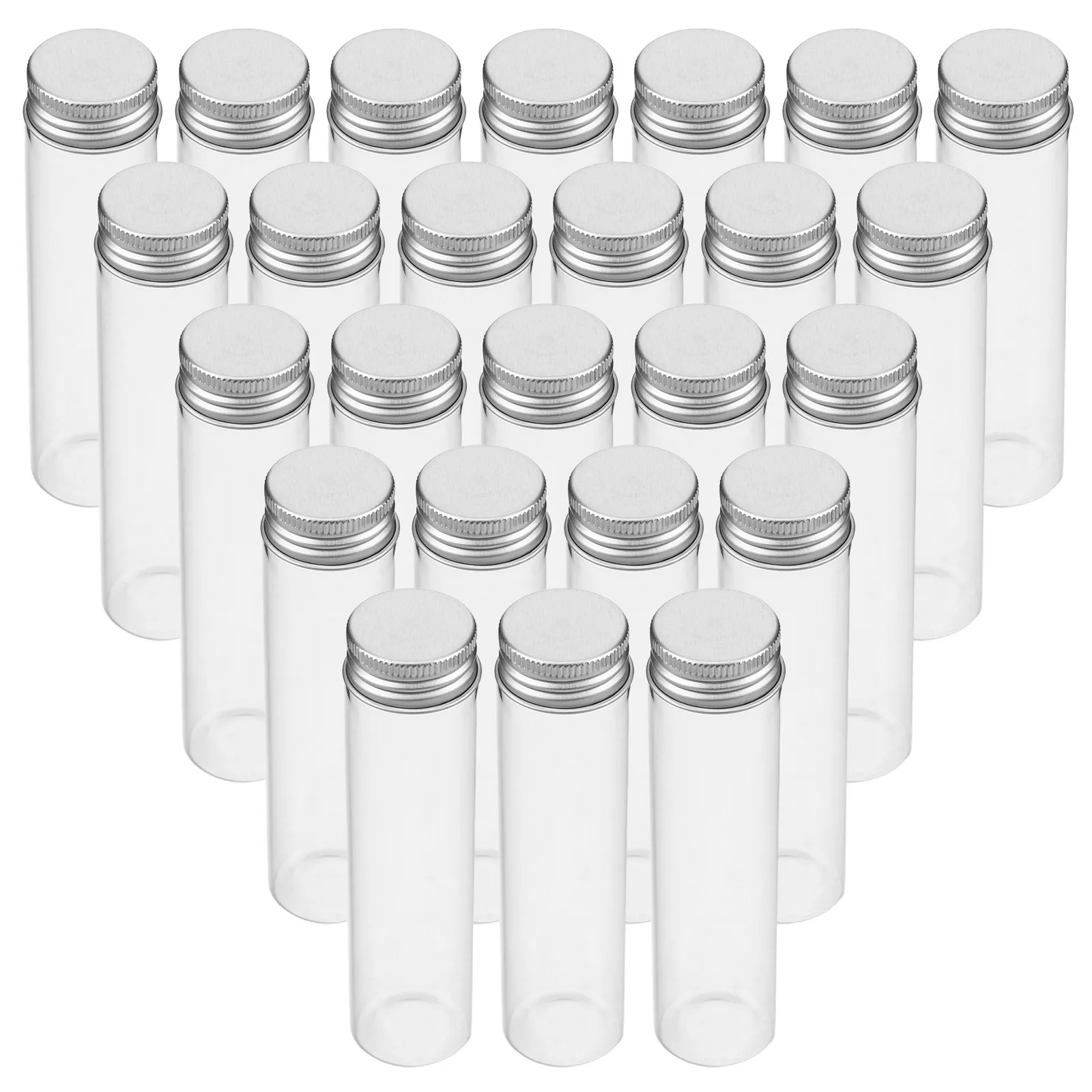 30Pcs Clear Glass Vials with Aluminum Screw Caps 60Ml Transparent Cylinder Test Tubes for Liquid Storage Science Experiments