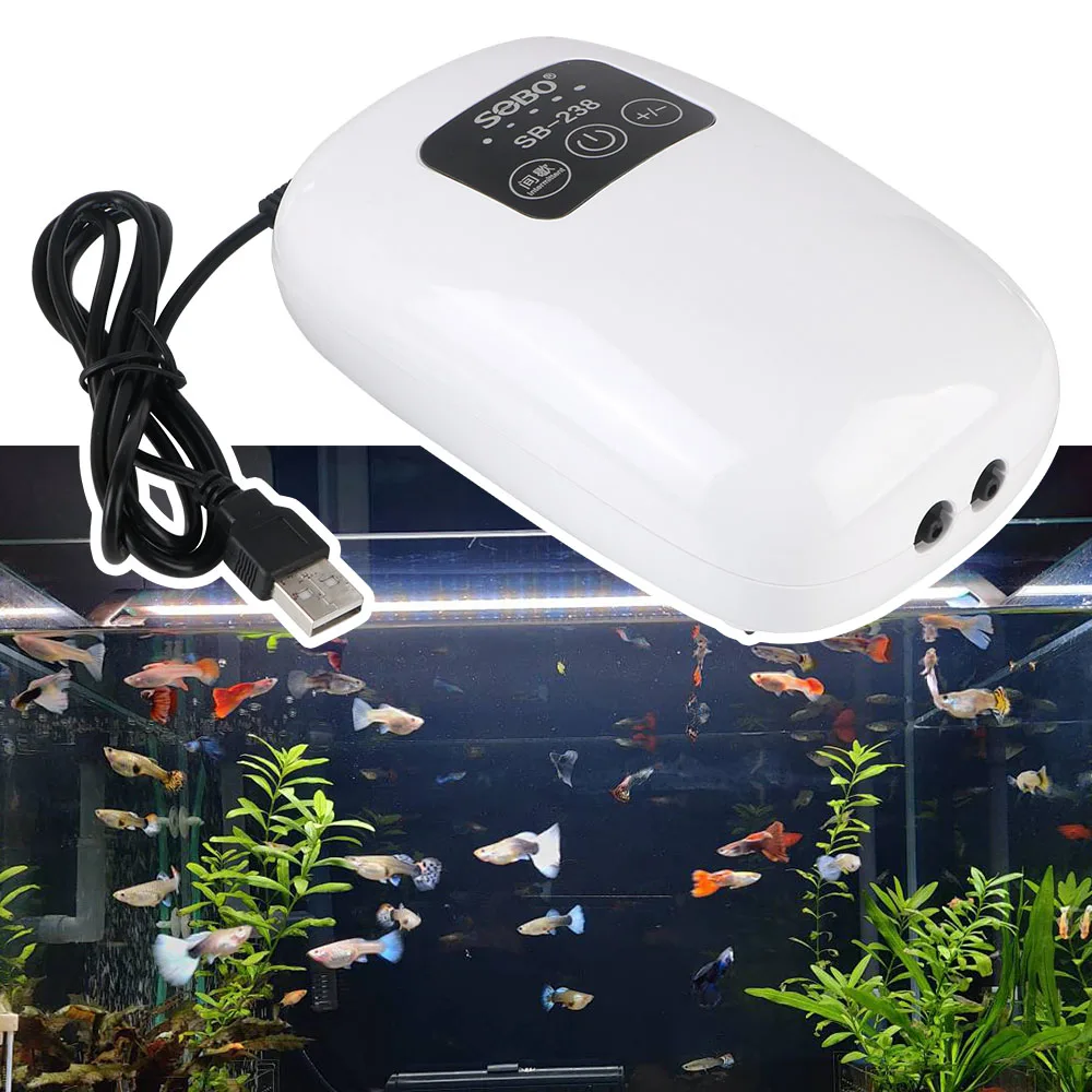 Fish Tank Aquarium Oxygen Air Pump Compressor Small Portable Exhaust Ultra Silent Indoor Outdoor Fishing USB Charging 4800mAh