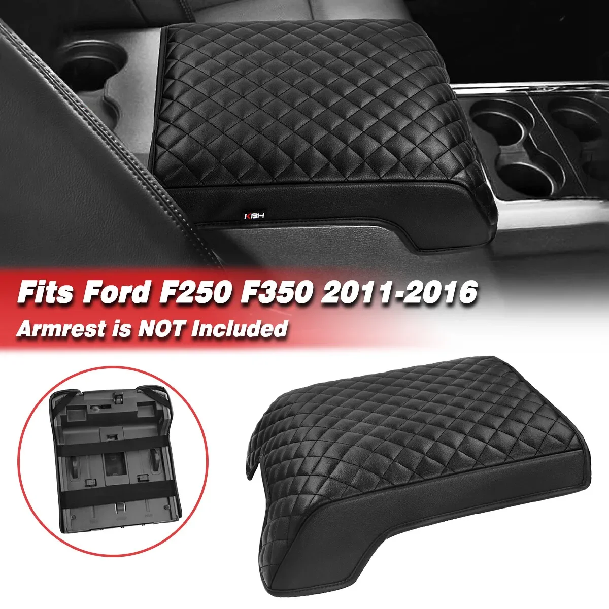 For Ford F250 F350 Super Duty 2011-2016 Black Console Armrest Lid Cover Interior Protective Replacement Cushion Pad
