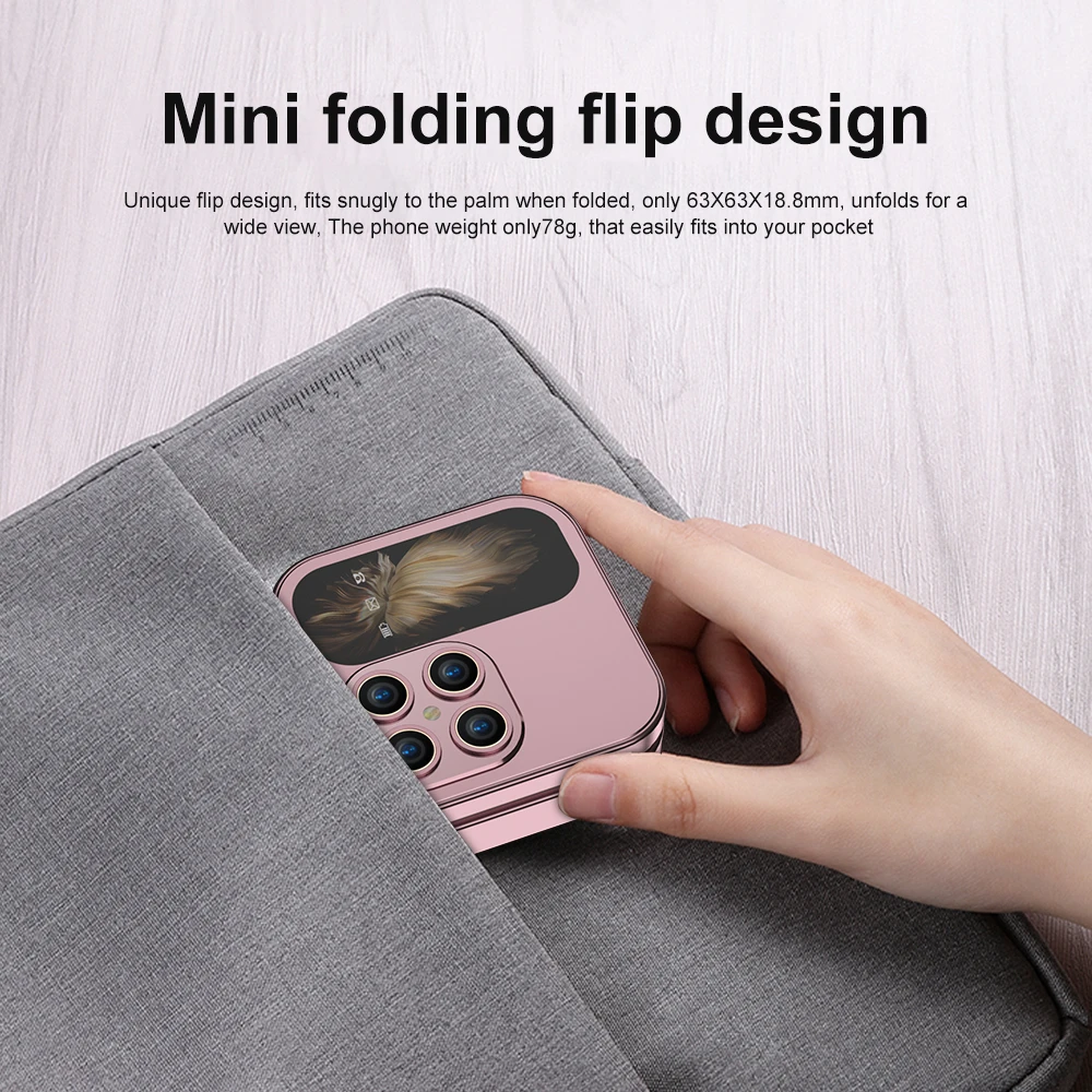 i17 Mini Foldable Mobile Phone Speed Dial 2G Dual SIM Card Pocket Phone Flashlight FM Radio Blacklist Magic Voice Flip Cellphone