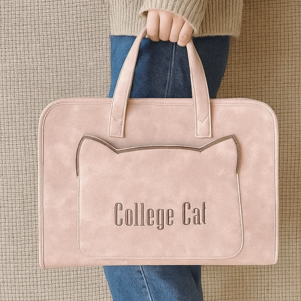 

Durable Portable Laptop Sleeve PU Leather Shockproof Laptop Bag with Straps Large Capacity Computer Protective Case School