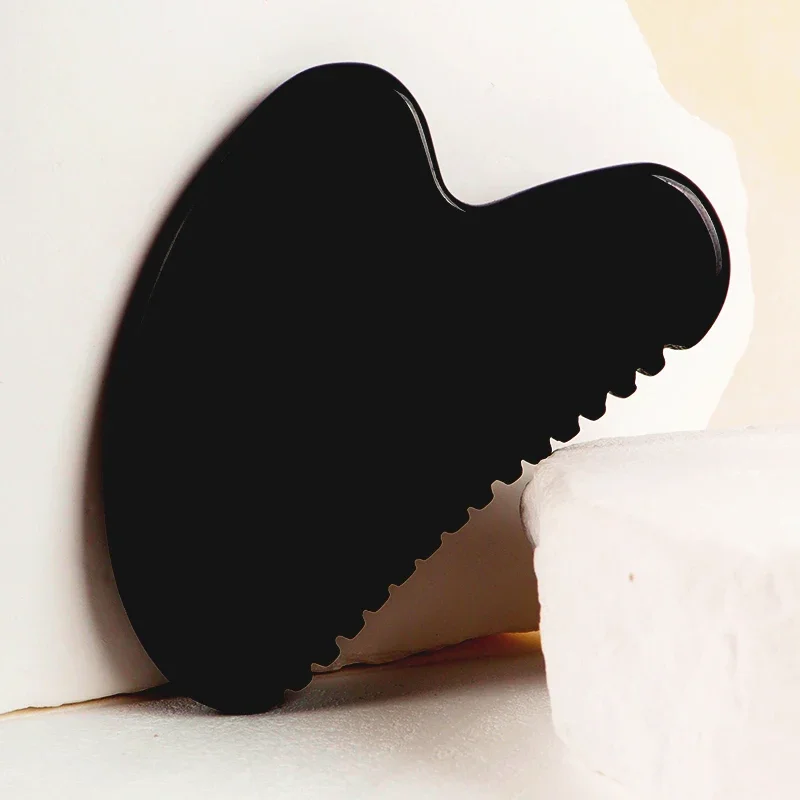 حجر السج الأسود الوجه غوا شا أداة العناية بالبشرة الجسم العين رئيس الكريستال الطبيعي الحجر المعدني سن المنشار مدلك الصحة الجمال المنتج #2