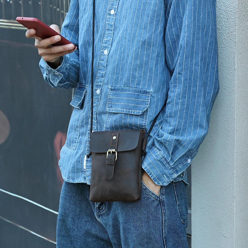 Jogujos echte Rindsleder Umhängetasche Herren Umhängetasche für Handy tasche kleine Klappe Handy hülle lässige Umhängetasche