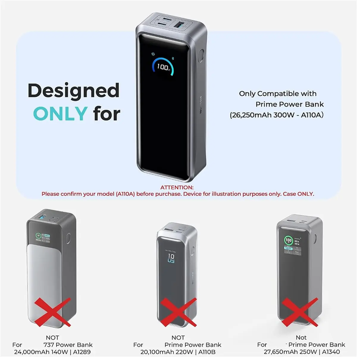 【POPULAR PICK】-Silicone Case for Prime Power Bank (300W) , Impact Protection for Power Bank , Case Only (Black)