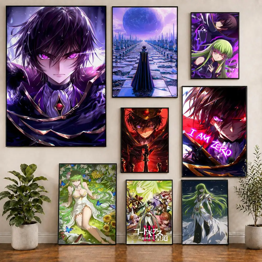 Anime Code Geass Lelouch Poster Pvc HD Peel and Stick Modern poster Home Office Living Room Dining Room Wall Decor