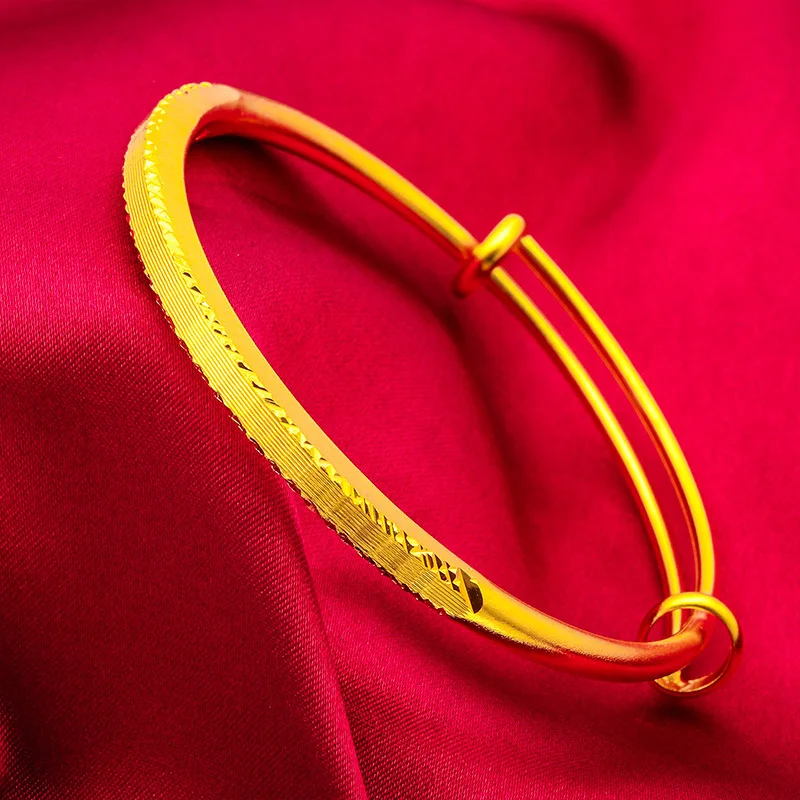 Mylux Jewelry 24K gold bracelet AU999 push-pull design of full gold, mirror polished wide surface, luxurious and elegant, everyd