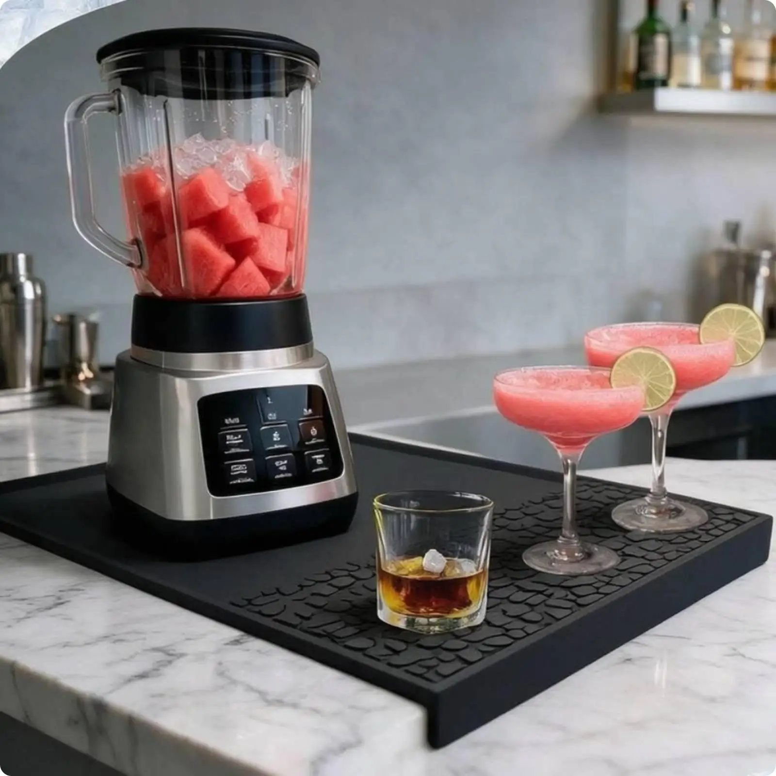 Large Kitchen Counter Pad Silicone Mat for Under Coffee Maker with Raised Edge Protection