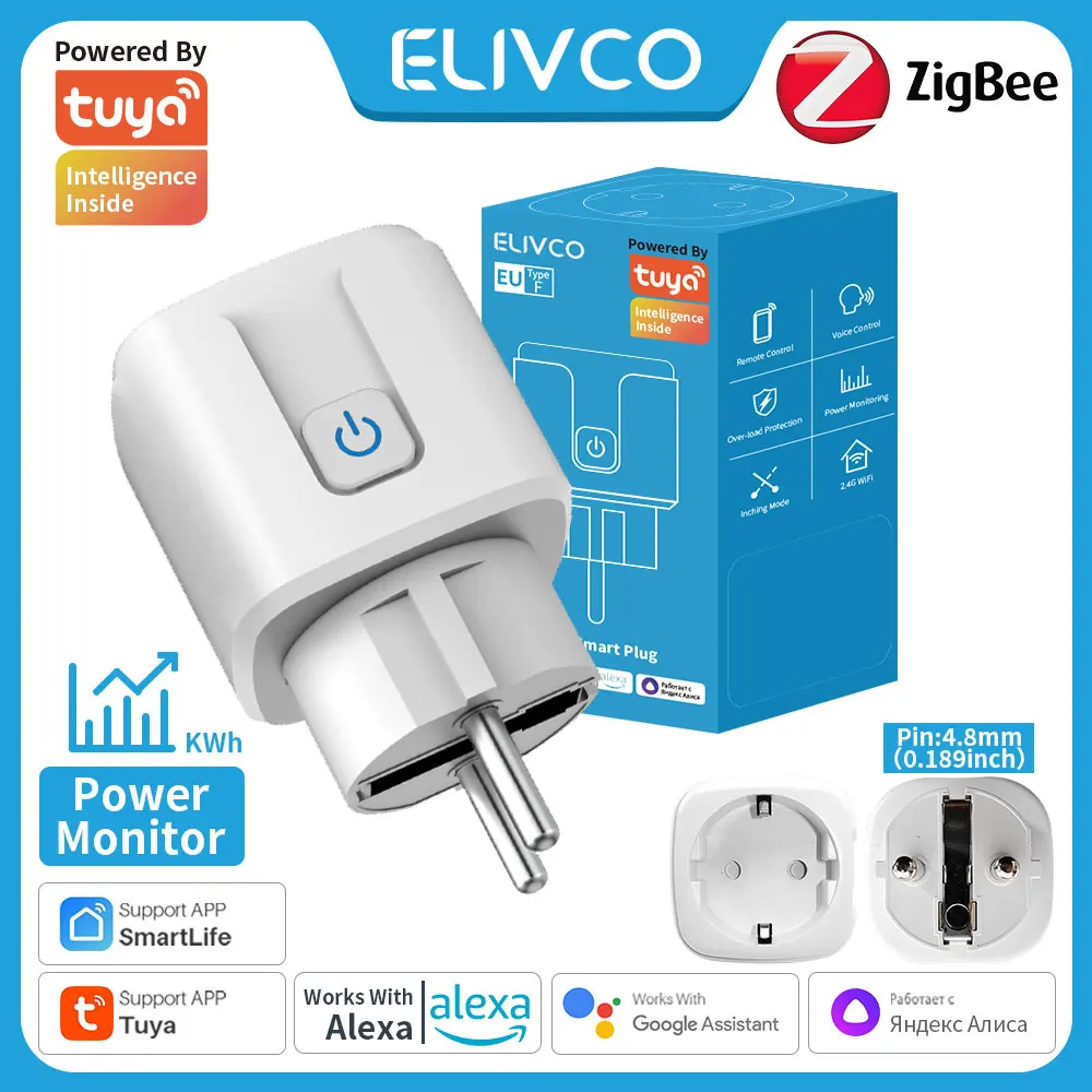 

Умная розетка Tuya Zigbee EU 16A/20A с голосовым управлением, таймером и мониторингом энергопотребления, поддержка Google Assistant, Alexa, Алиса