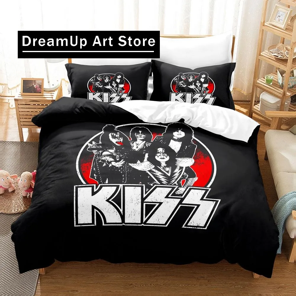 3D Print Fashion Metal Rock Kiss Band Bedding Set Boys Girls Twin Queen Full Size Duvet Cover Pillowcase Bed Adult Bedroom