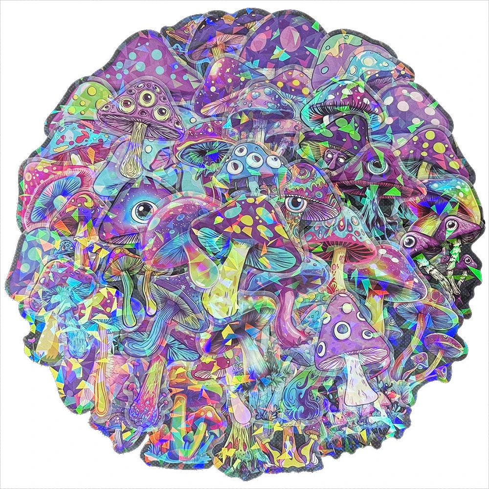 10/30/50 stücke Transparent PET Laser Gothic Pilz Aufkleber für Telefon Notebook Schreibwaren Kinder Belohnung Aufkleber Dekor