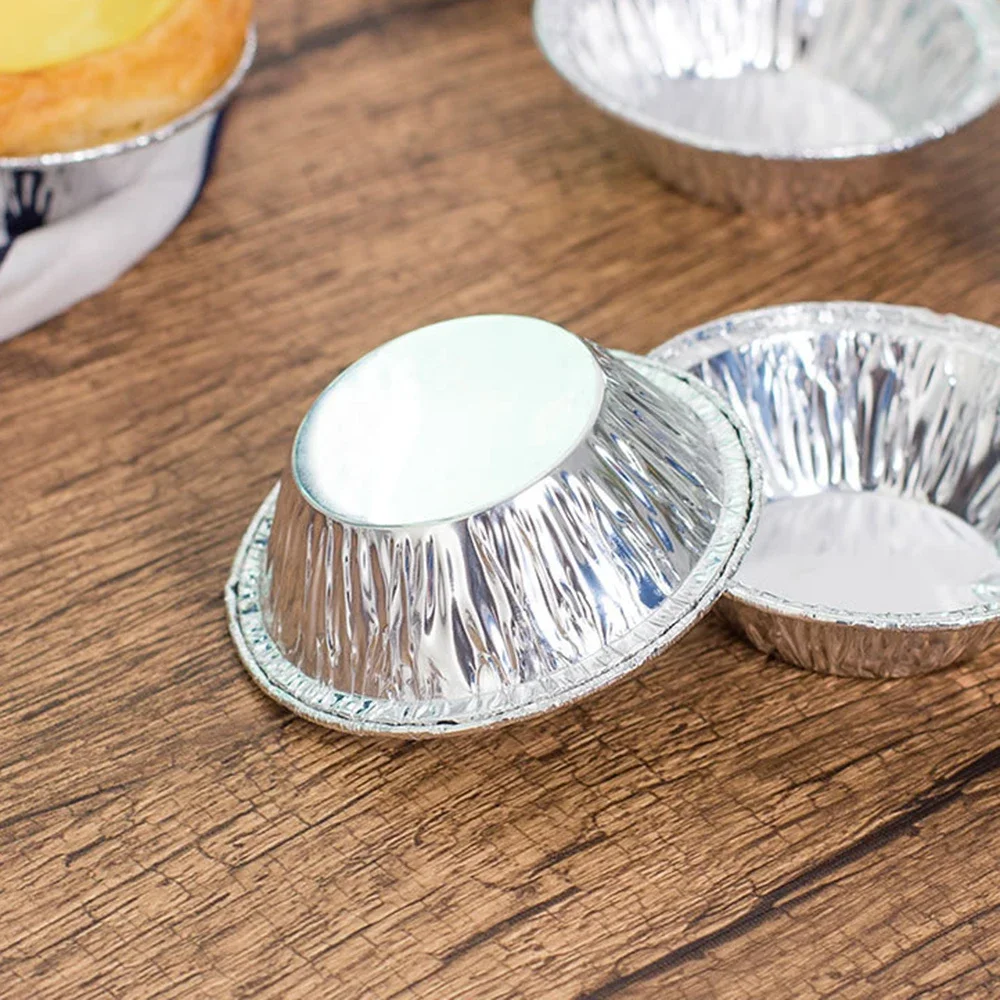 Folha de alumínio descartável Tart Pan, Mini Pot Pie, Baking Plate, Tin Home Kitchen Bakeware, Egg Tart Mold, Cupcake Pan, 100pcs