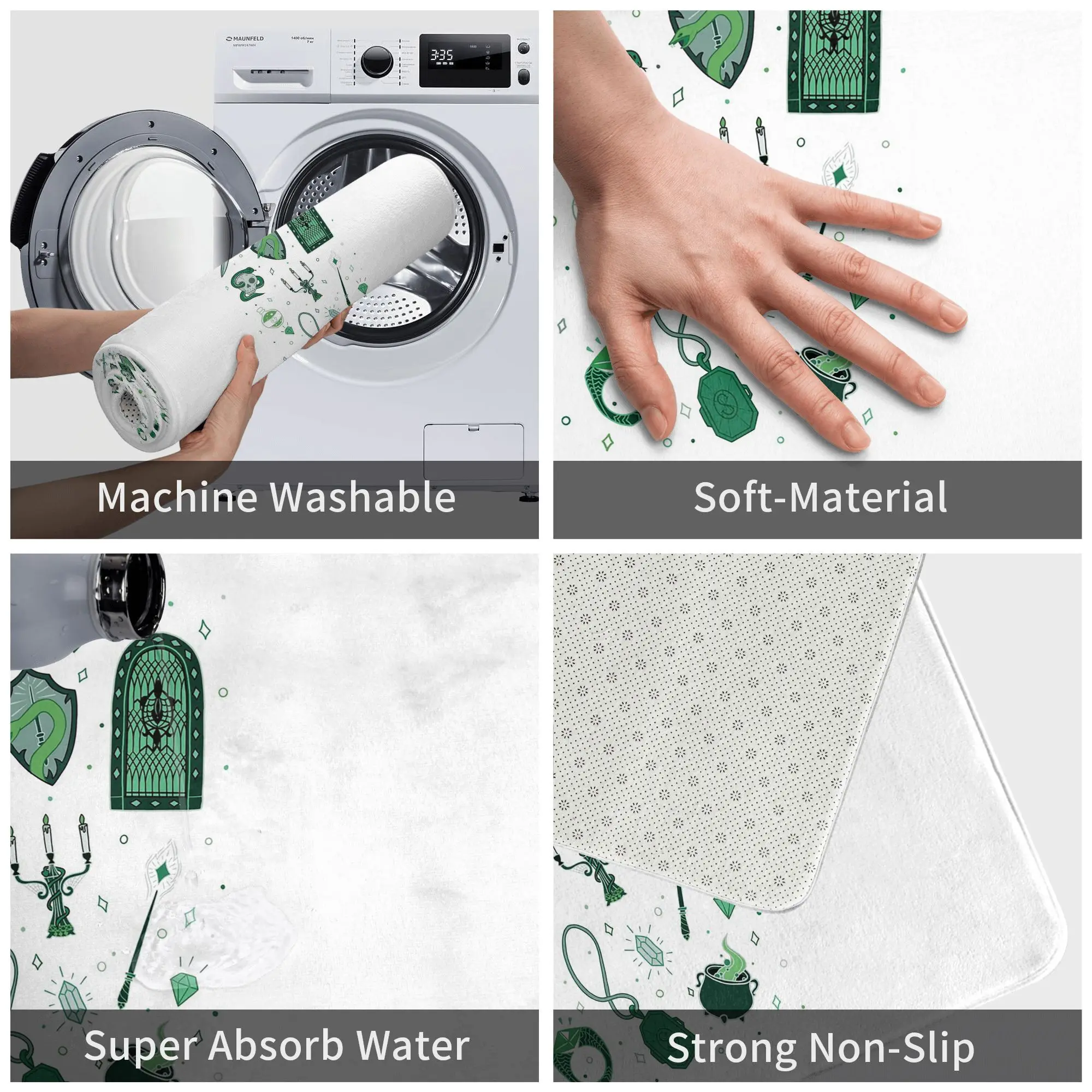 ثعبان الثعبان شعار طموح مريح منزل الأخضر عدم الانزلاق ممسحة الكلمة حصيرة البساط للمطبخ مدخل المنزل غرفة نوم مسند القدم الحصير #5