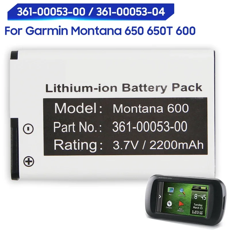 Replacement Battery For Garmin Montana 650 650T 600 VIRB GPS 361-00053-00 361-00053-04 Rechargerable Battery 2000mAh