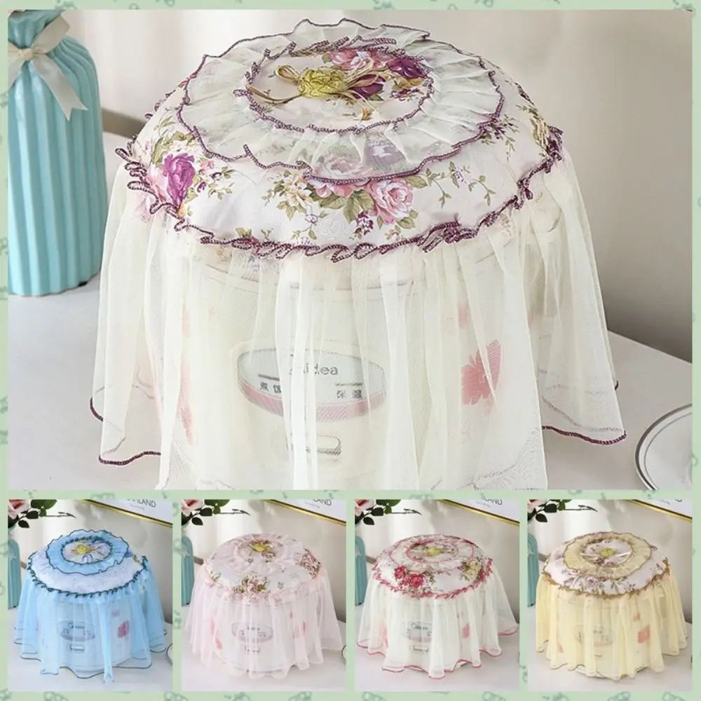 Flower Printed Rice Cooker Lace Dust Covers Antifouling Oil-proof Antifouling Protector Cloth Round European Pastoral Style