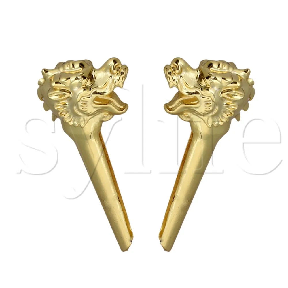 6x Gouden Draak Hoofd Metalen Akoestische Gitaar Bridge Pins Snaren Vaste Kegel