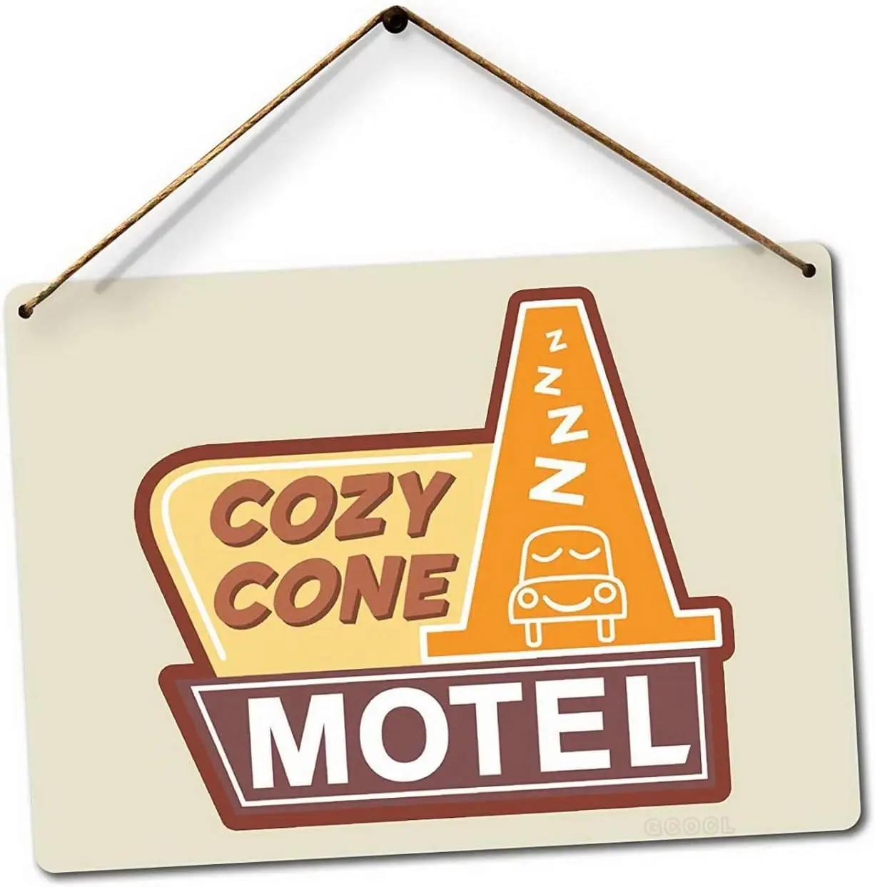 8X12 Inches Cozy Cone Motel Twine - Metal Wall Sign Plaque Art Inspirational