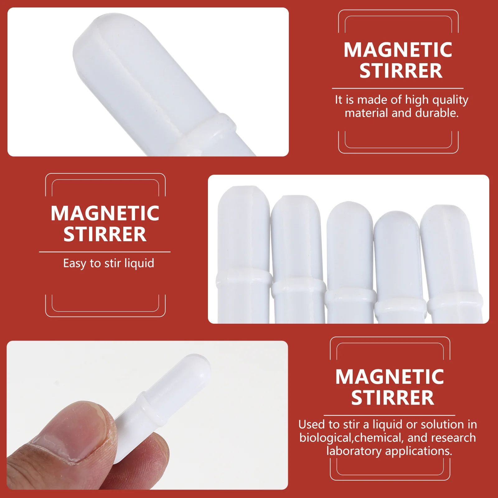 5 Pcs Stirring Bar Chemical Experiment Stirrer Home-laboratory Magnetic Pill Rotating Bars Accessories PTFE