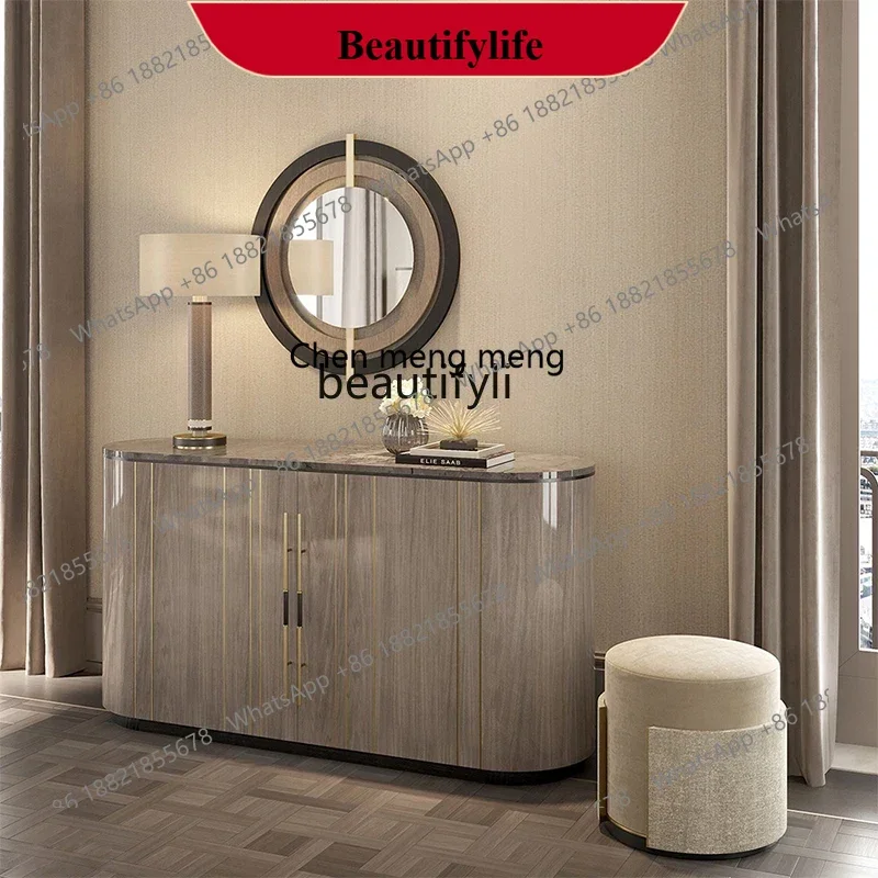 

D178 Luxury Marble Dining Side Cabinet Large Capacity Living Room Storage Entrance Door Porch Household Furniture