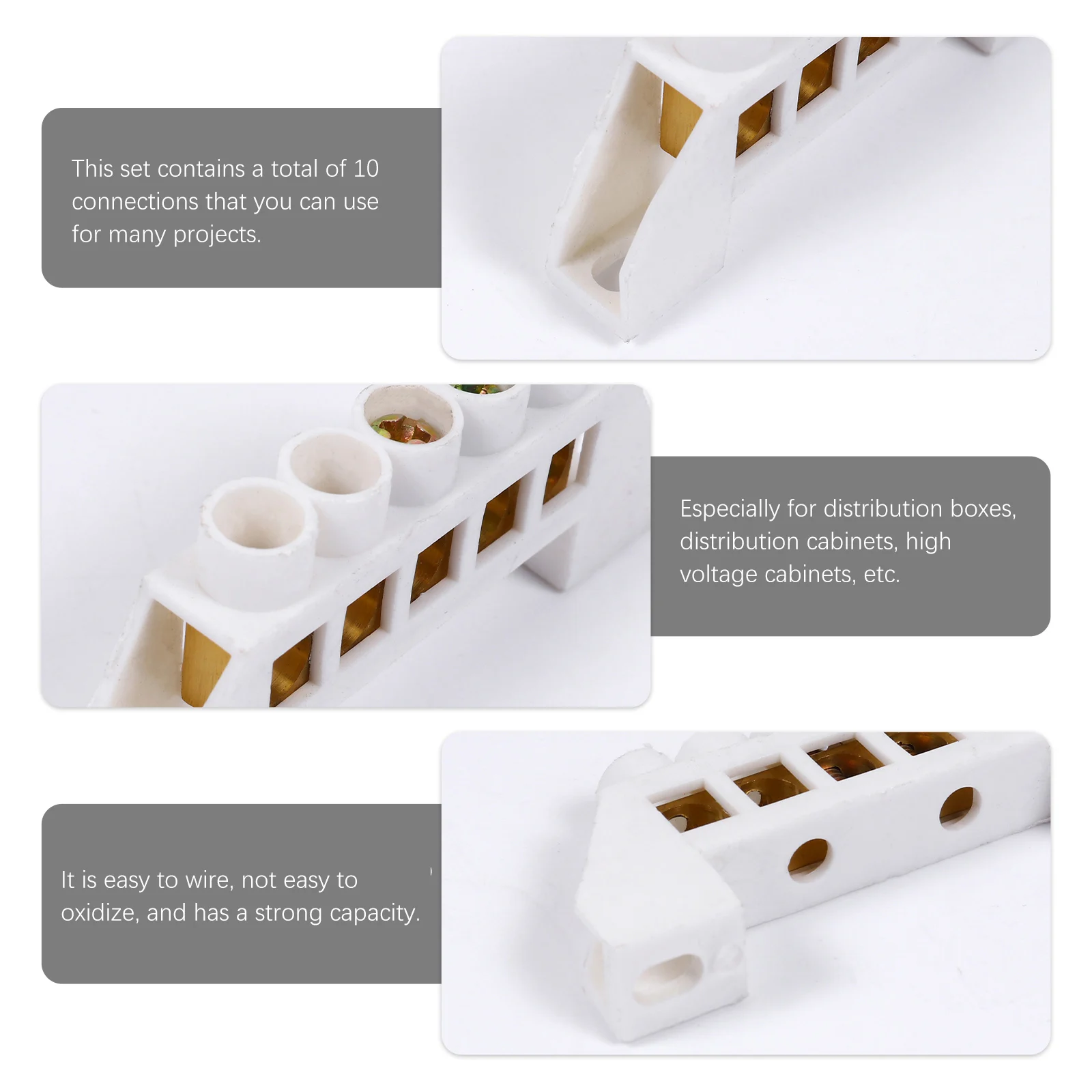 

10pcs Bridge Terminals Screw Terminal Block Connector Plastic Brass High Strength Anti