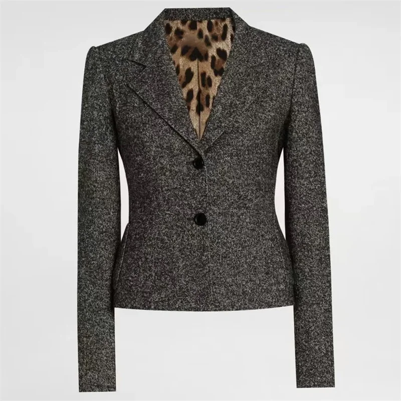 

Women's jacket New winter 2025 single breasted slim fit long sleeved top Wool blend women's suit jacket fine plaid Women's coat