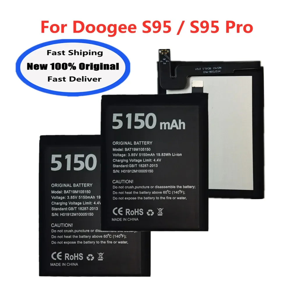 New S95Pro Original Battery BAT19M105150 For DOOGEE S95 / S95 Pro Phone Bateria Batteries 5150mAh