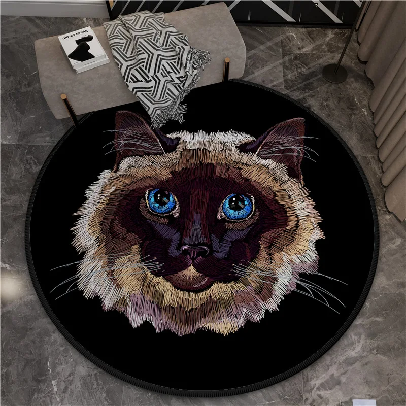 Large Round Carpet for Living Room Bedroom Area Rugs Anti Slip Floor Mat Cat Tiger Printed Cartoon Kids Room Carpet and Rugs
