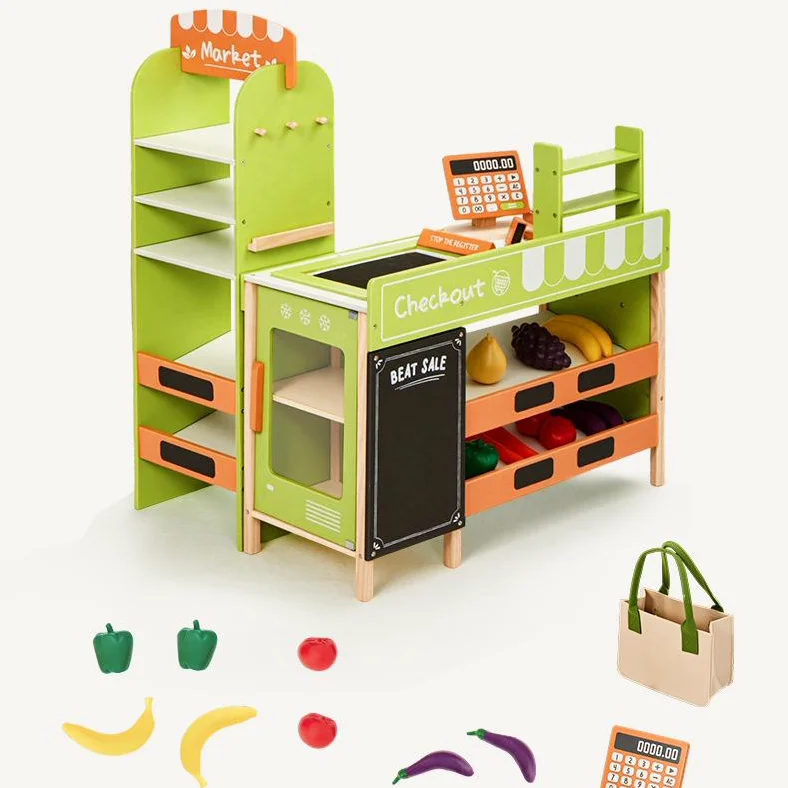 Supermarket play house wooden large, supermarket checkout page toy simulation convenience store