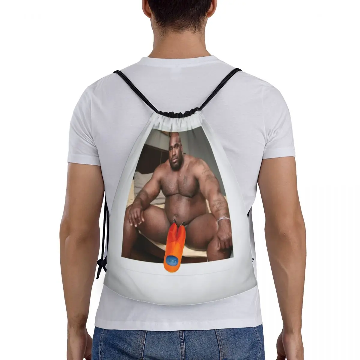 Big Dick Black Guy Meme Barry Woodses Backpacks Casual Drawstring Bags Sports Bag Book Bags for Travel School