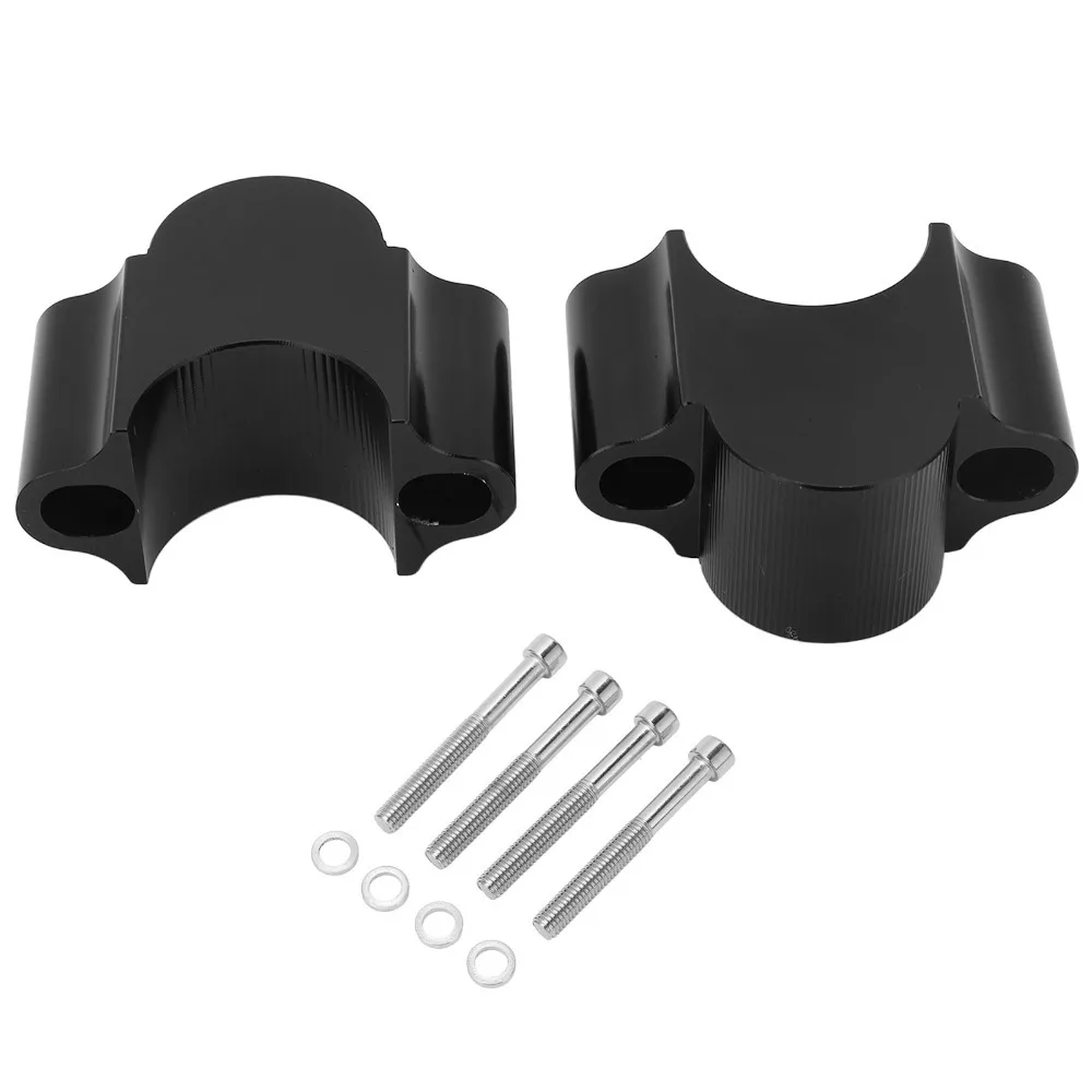 28mm / 1-1/8 Inch Motorcycle Handlebar Riser Aluminum Alloy Sliver/Black Motorcycle Bar Clamps Includes Bolts and Washers