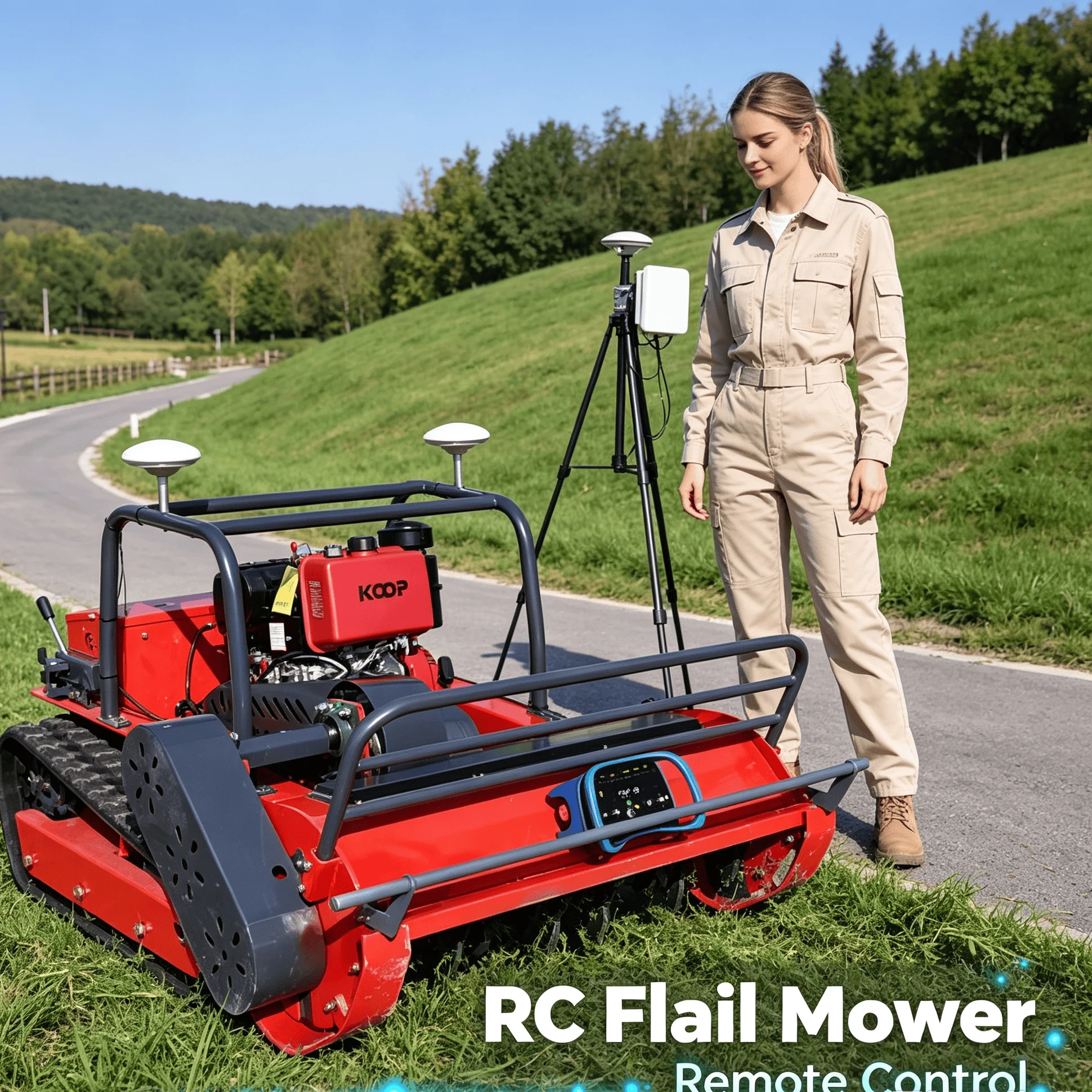 Customized Fruit Farm Orchard wireless flail mower Radio Controlled Crawler Mower, Efficient Fuel Consumption Reduces Expense