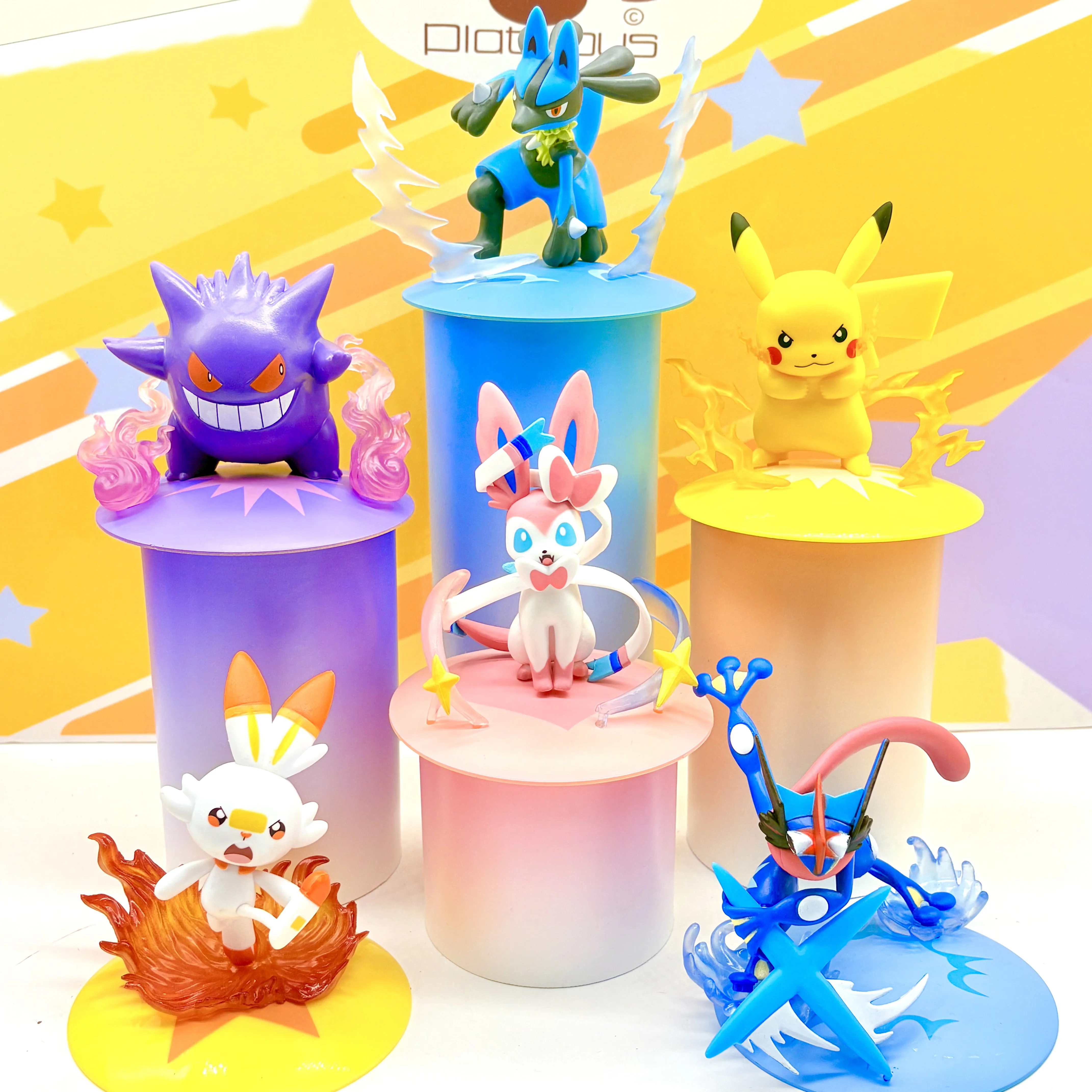 Figura de acción de Pokémon Gengar Pikachu Sylveon Scorbunny, adorno de colección, juguete periférico, regalo de cumpleaños para niños