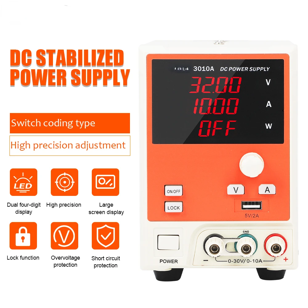 DECCA 3010A 32V 10A Adjustable Bench Switching code Type DC Power Supply Stabilization USB charging