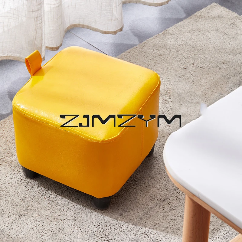 Light Luxury Home Solid Wood Stool Creative Door Change Shoe Stool Living Room Furniture Sofa Stool Ottomans Fabric Low Stool