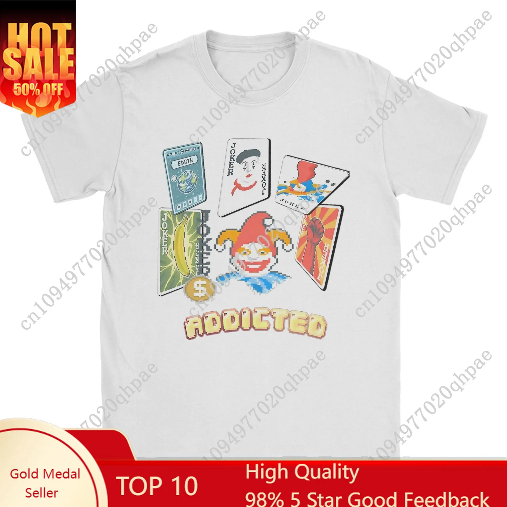 

Balatro Game Card Joker Addicted T-Shirt for Men Clown Vintage Pure Cotton Tees Round Neck Short Sleeve T Shirt Summer Tops