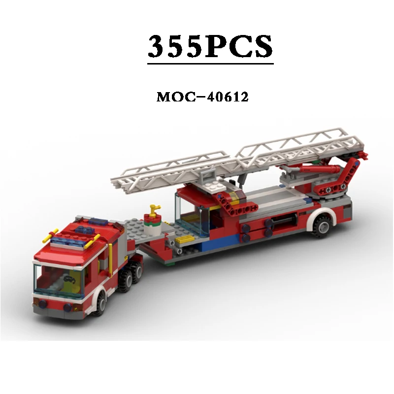 Building Blocks MOC-40612 Fire Truck 60107 Fire Rescue Vehicle Assembly Model Decorations 355PCS Birthday Gift Christmas Toys