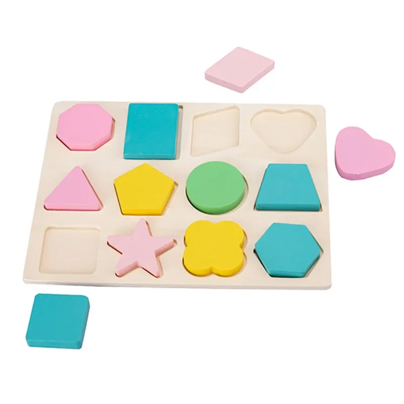 

High Quality Wooden 3D Puzzle Learning Geometry Educational Toys For Children Montessori Early Learning Intellectual Kids Toy