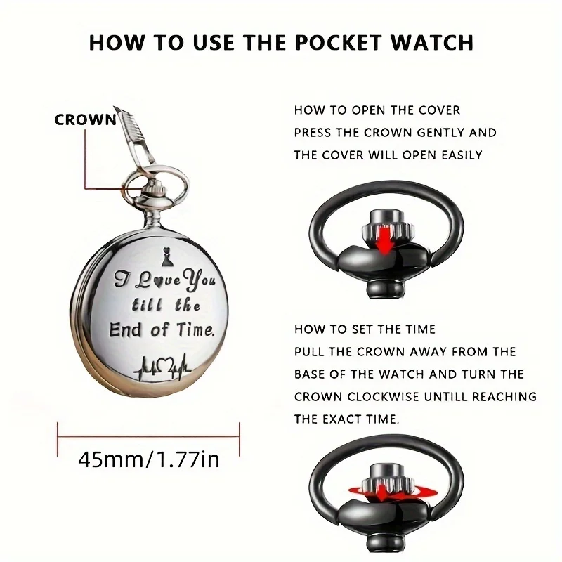 Кварцевые карманные Ретро-часы I Love You Till Of Time-идеальный подарок на День святого Валентина для мужчин и женщин-подвески в романтическом стиле