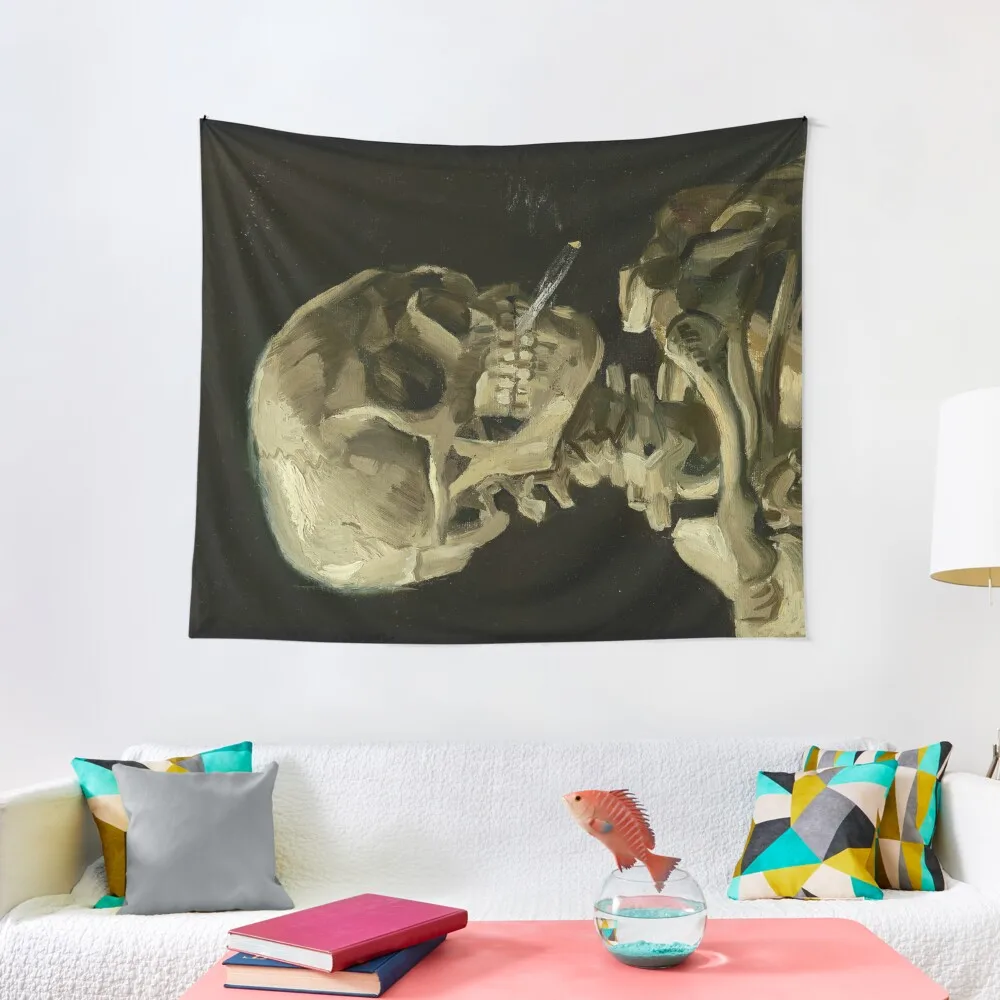 

Skull of a Skeleton with Burning Cigarette - Van Gogh Tapestry House Decoration Home And Comfort Decor Home Decorating Tapestry