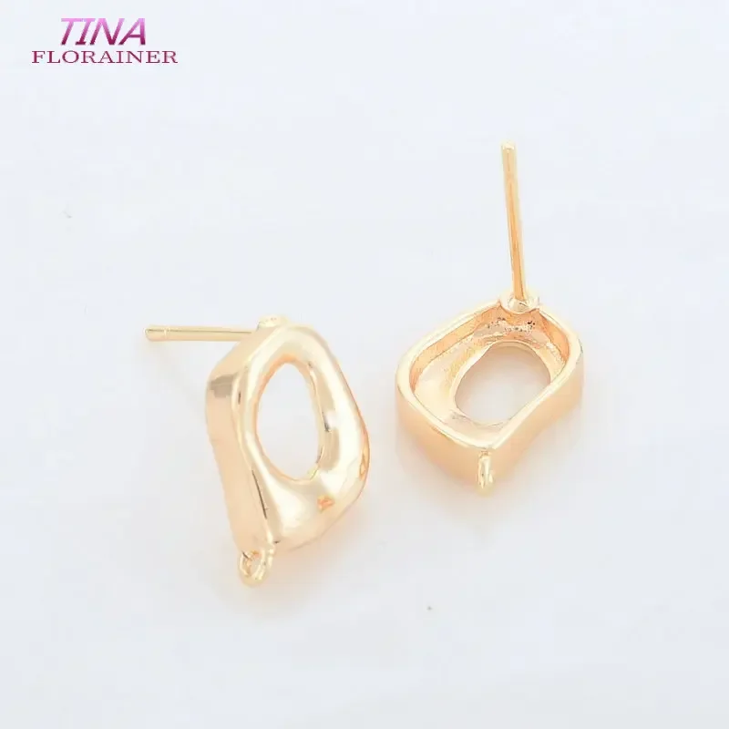 10*14MM 14K Gold Color Plated Brass Irregular Stud Earrings Pins High Quality Diy Jewelry Findings Accessories