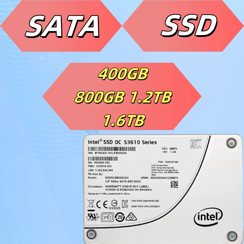 Original SSD DC S3610 400GB 800GB 1.2TB 1.6TB Enterprise 2.5