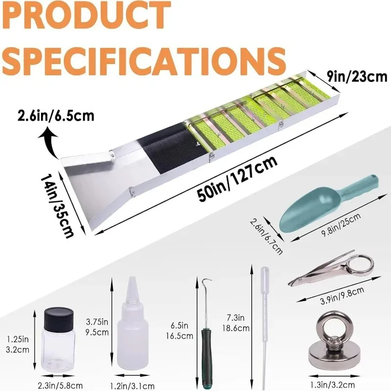 Handheld Non‑powered Gold Sluice Box With Rubber Mat Gravity Separation Chute For Outdoor Gold Prospecting Mining Recovery
