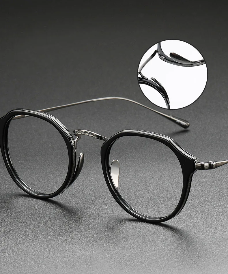 2025 새로운 INS 남성용 초경량 순수 티타늄 안경 프레임 패션 트렌드 여성용 안티 블루 라이트 안경 다각형 처방