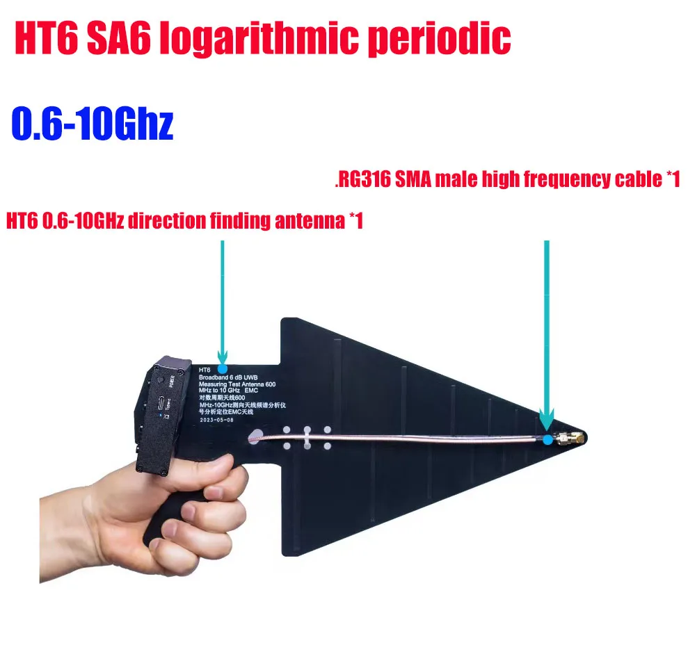 HT6 logarithmic Periodic antenna 0.6-10GHz direction finding antenna Spectrum analyzer signal analysis and positioning EMC