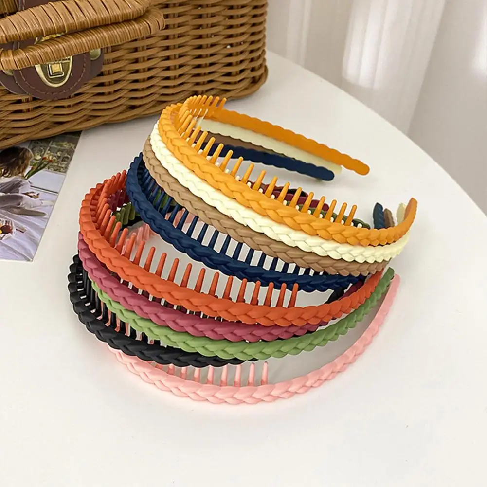 여성용 미끄럼 방지 프로스트 브레이드 머리띠, 탄성 헤어 후프, 얼굴 세척 목욕용 치아, 단색 여성