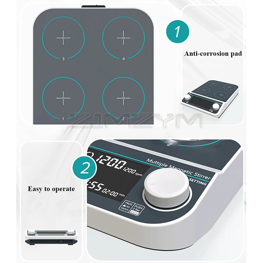 Imagem -03 - Multi-posição Agitador Magnético 1500rpm 6*500ml Agitador Magnético Elétrico Laboratório Lcd Display Digital Misturador Magnético Mms6pro