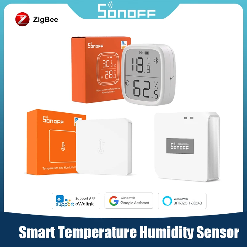 

SONOFF Zigbee Smart Temperature Humidity Sensor SNZB-02 SNZB-02D Remote Real-time Monitoring Ewelink APP Via Alexa Google Home